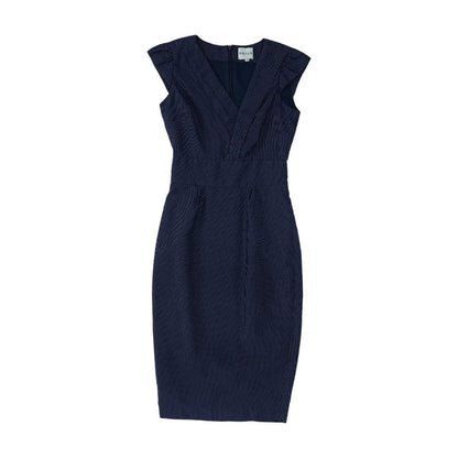 Navy Geometric Midi Dress