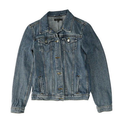 Blue Solid Denim Jacket