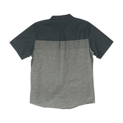 Navy Color Block Short Sleeve Button Down