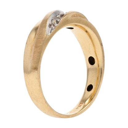 1/4 Ct 10K Gold Diagonal Set Round Diamond Band