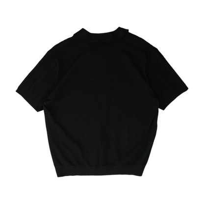 Black Solid Short Sleeve Polo