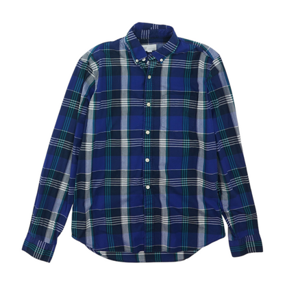 Navy Plaid Long Sleeve Button Down