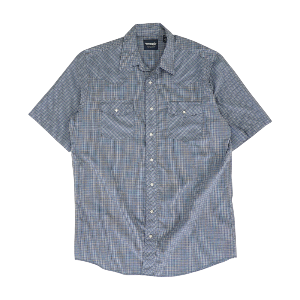 Blue Tall Plaid Short Sleeve Button Down
