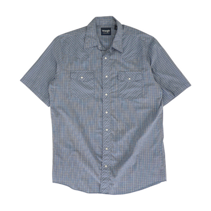 Blue Tall Plaid Short Sleeve Button Down