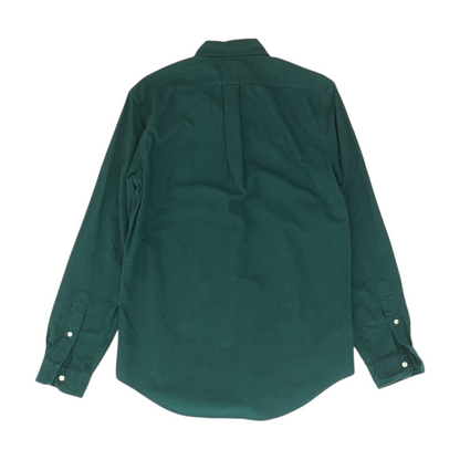Green Solid Long Sleeve Button Down