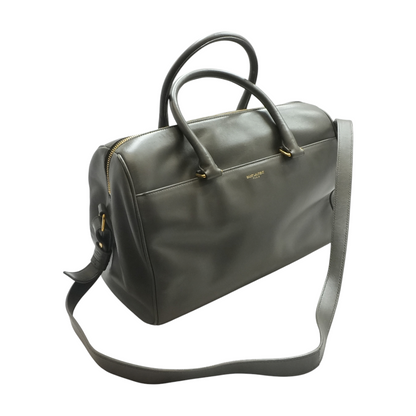 Gray Leather Classic Duffle