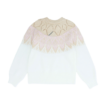 Multi Petite Print Pullover Sweater