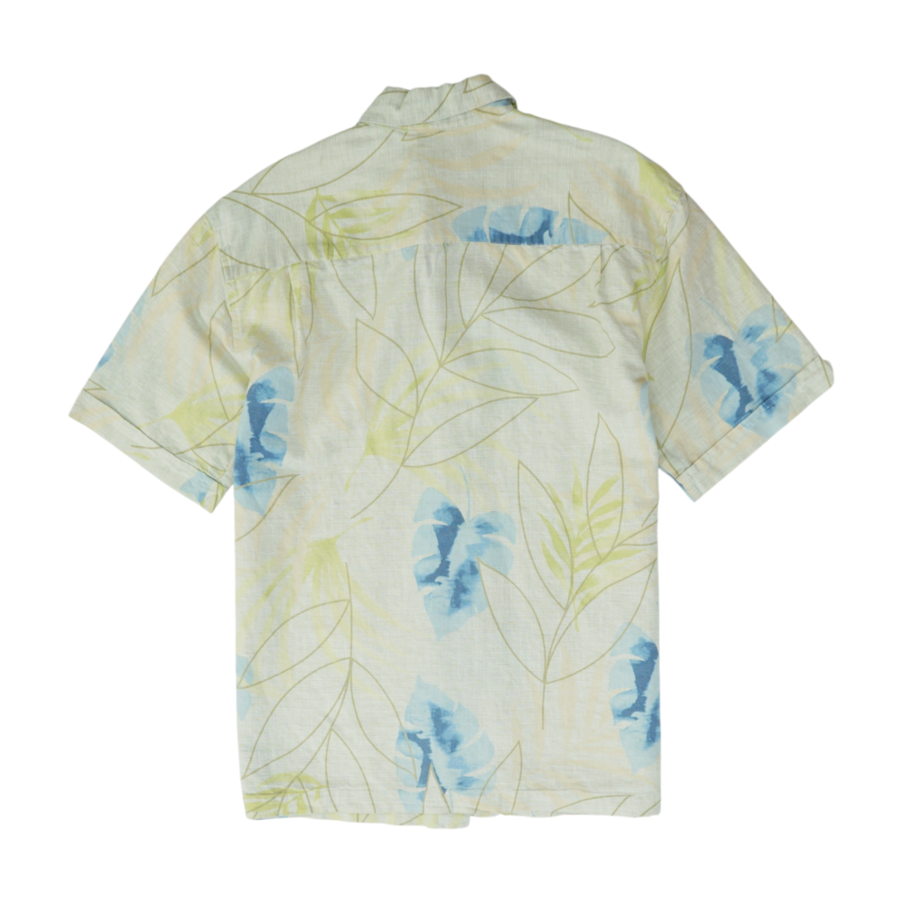 Beige Tropical Short Sleeve Button Down