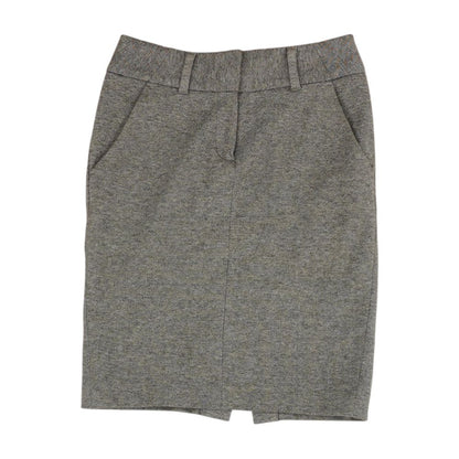Gray Solid Midi Skirt
