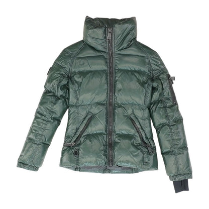 Green Solid Puffer Jacket