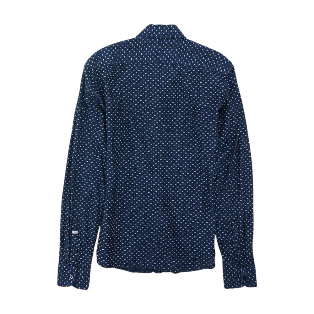 Navy Abstract Long Sleeve Button Down