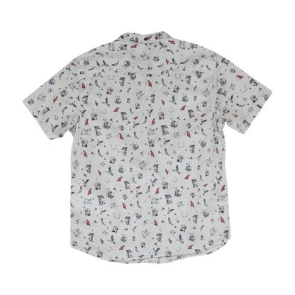 Gray Print Short Sleeve Button Down