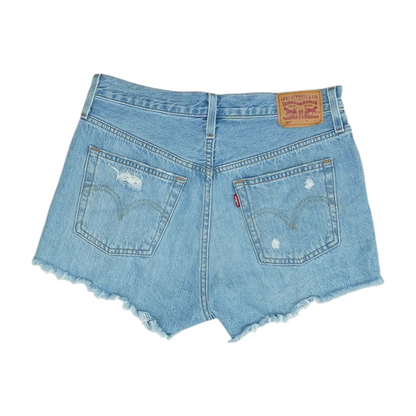 Blue Solid Denim Shorts