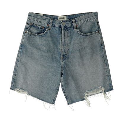Blue Solid Denim Shorts