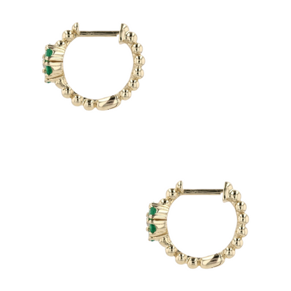 1/4 ctw 10K Yellow Gold Emerald Hoop Earrings