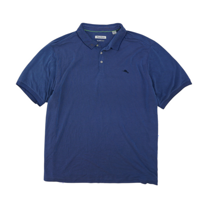 Blue Solid Short Sleeve Polo