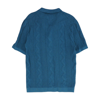 Blue Striped Short Sleeve Button Down