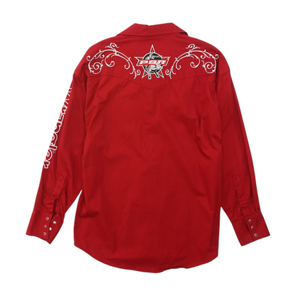 Red Graphic Flannel Button Down