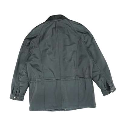 Black Solid Leather Jacket