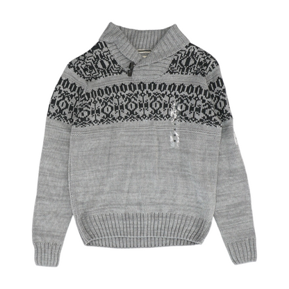 Gray Print Pullover Sweater