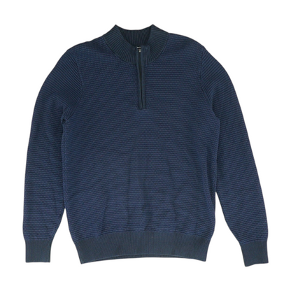 Navy Solid 1/4 Zip Sweater
