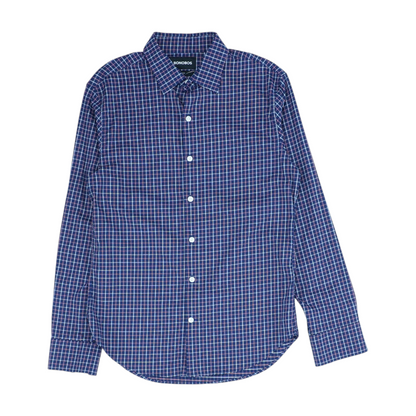 Navy Check Long Sleeve Button Down