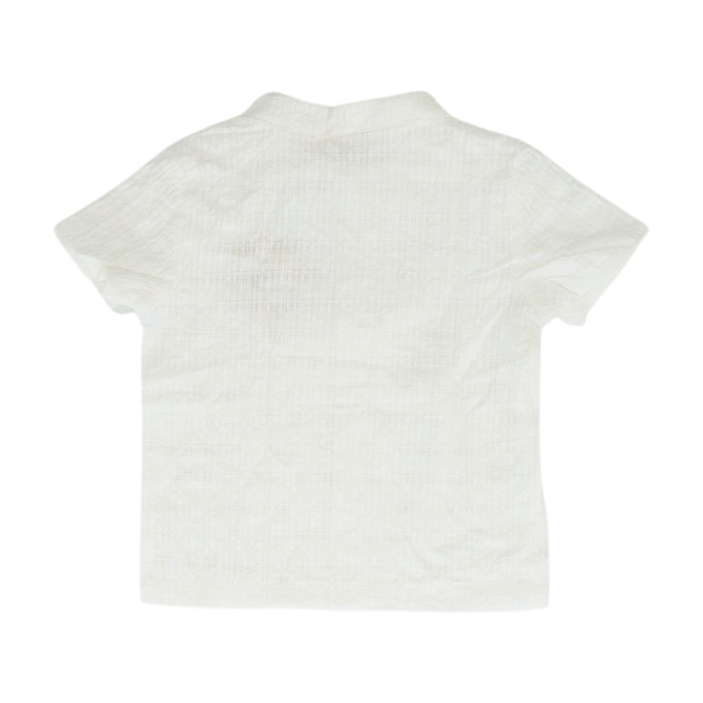 White Plaid Short Sleeve Button Down