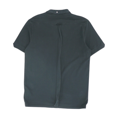 Black Solid Short Sleeve Button Down