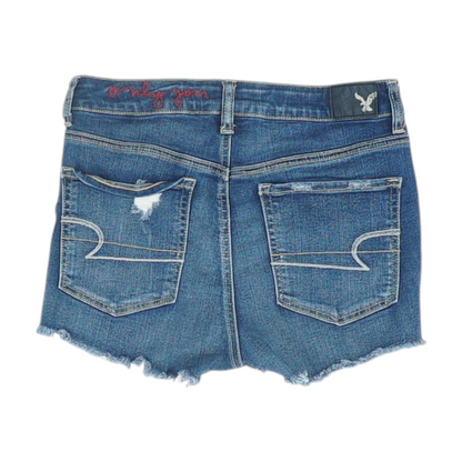 Blue Solid Denim Shorts