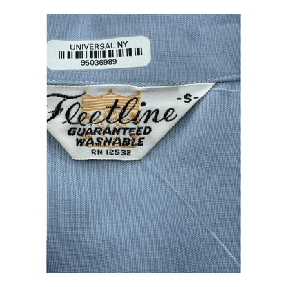 Blue Solid Short Sleeve Button Down