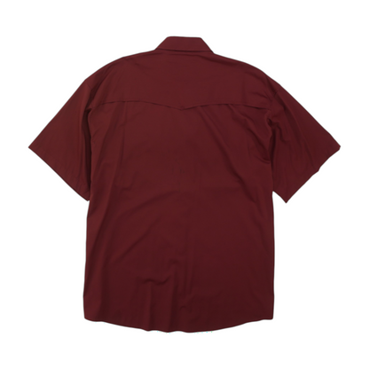 Maroon Solid Short Sleeve Button Down