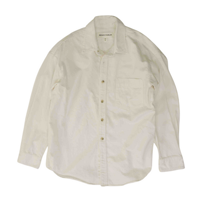 White Solid Long Sleeve Button Down
