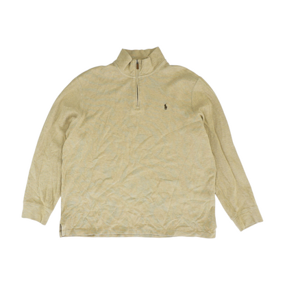 Khaki Solid 1/4 Zip Sweater