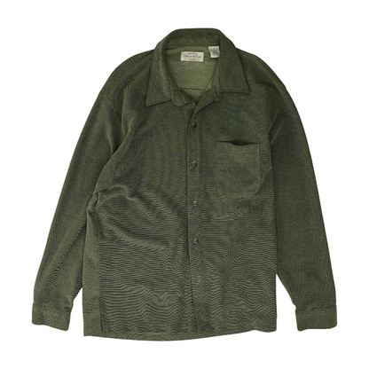 Green Solid Long Sleeve Button Down