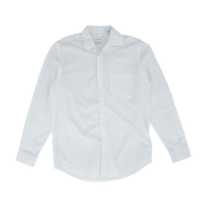 White Solid Long Sleeve Button Down
