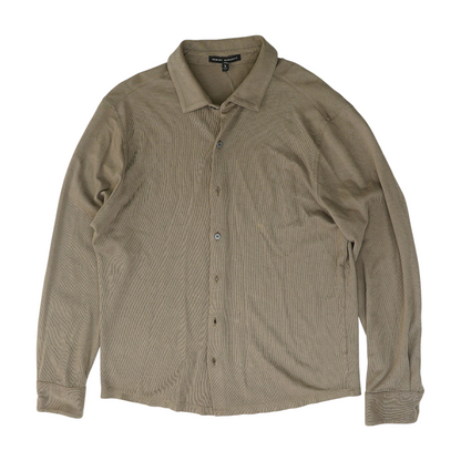 Brown Solid Long Sleeve Button Down