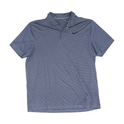 Navy Striped Short Sleeve Polo