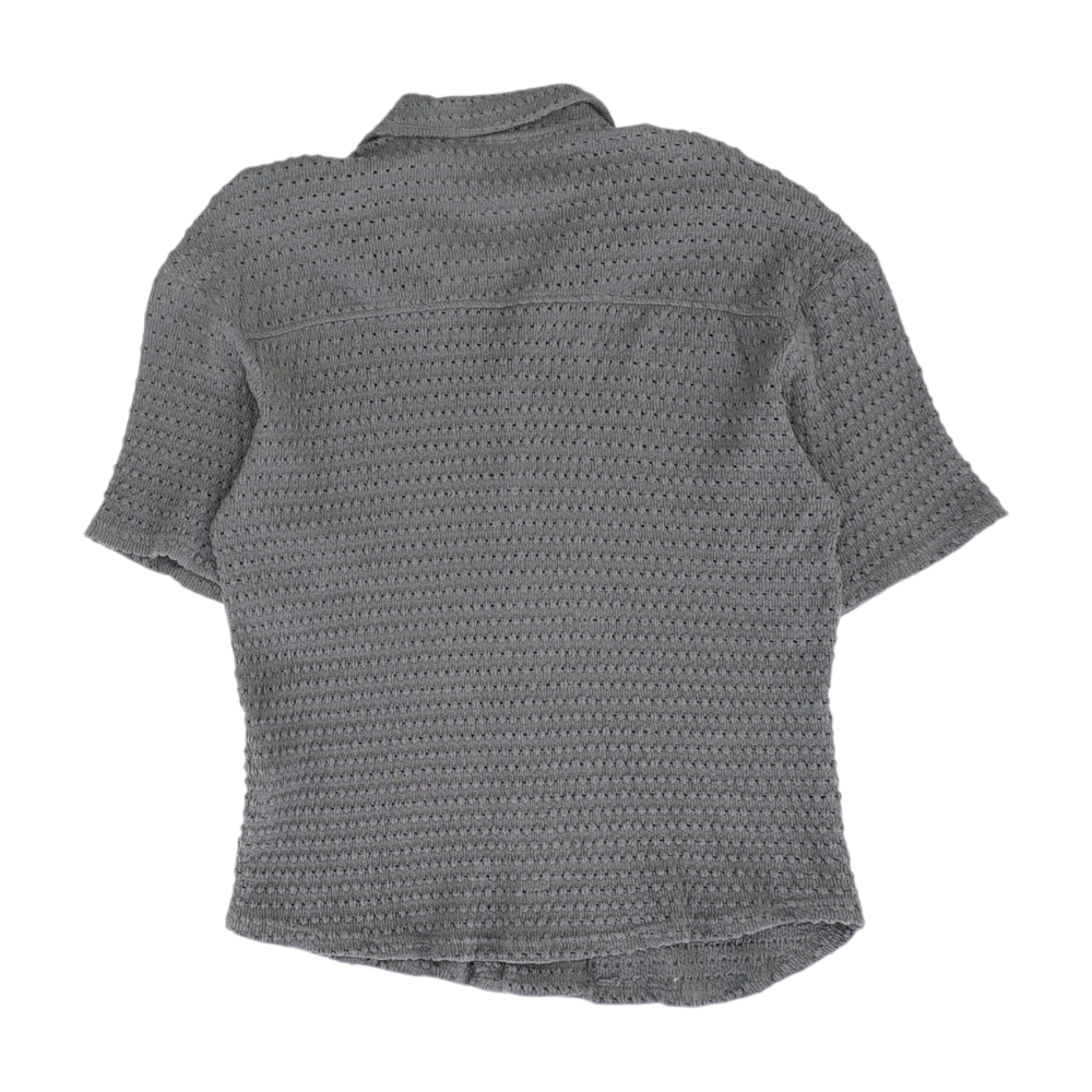 Charcoal Solid Short Sleeve Button Down