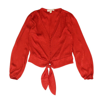 Red Animal Print Long Sleeve Blouse