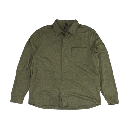 Green Solid Flannel Button Down