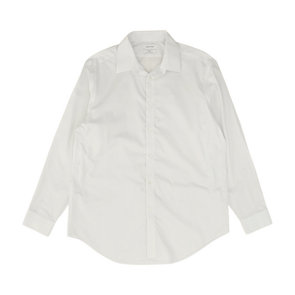 White Solid Long Sleeve Button Down
