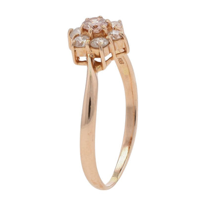 1/2 Ct 18K Rose Gold Flower Shape Cluster Diamond Promise Ring
