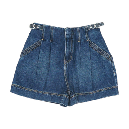Blue Solid Denim Shorts