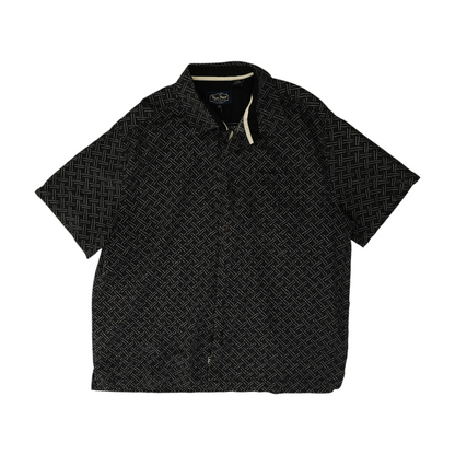 Navy Print Short Sleeve Button Down