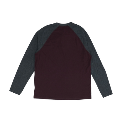Maroon Color Block Henley T-Shirt
