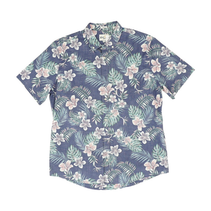 Blue Floral Short Sleeve Button Down