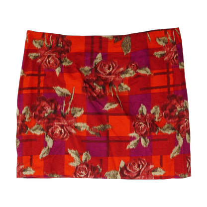 Red Floral Mini Skirt