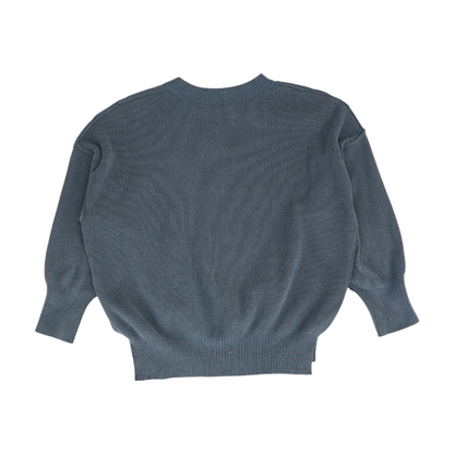 Blue Solid Pullover Sweater