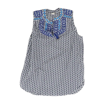 White Graphic Sleeveless Blouse
