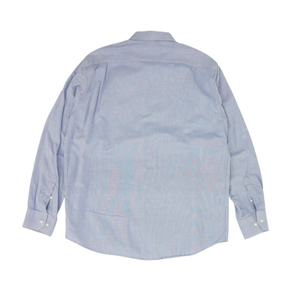 Blue Solid Long Sleeve Button Down